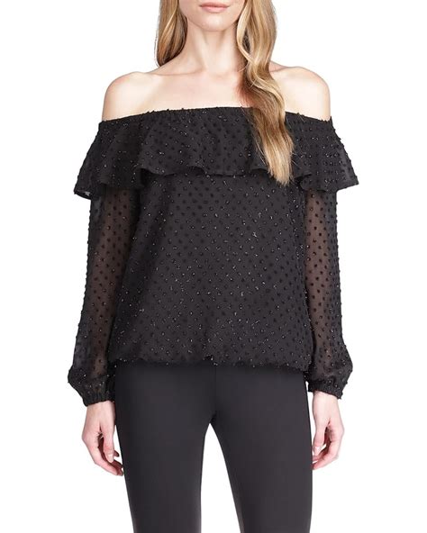 michael kors chiffon top|Michael Kors Clip Chiffon Off Shoulder Top .